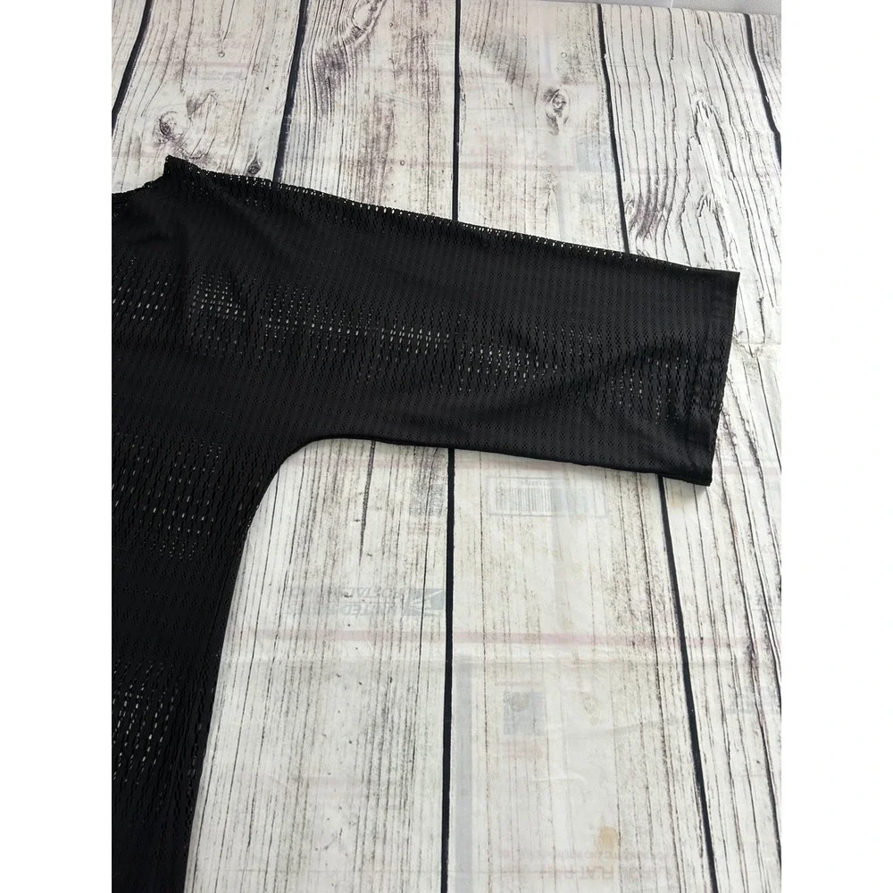 O'Neill Women Black Mesh Swim Cover Up V-Neck Tunic Top‎ XL RN85773